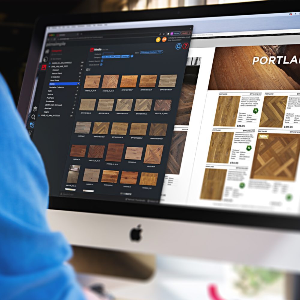 Screen previewing the Product Information Management System in action