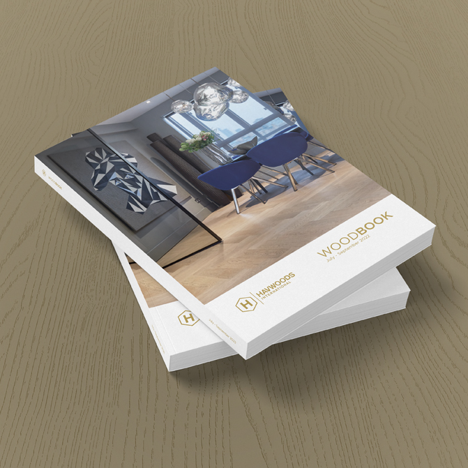 The newly printed Havwoods Catalogue stacked showing the cover and spine design - Business to Business Catalogue.